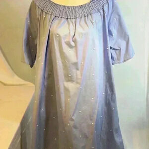 NWT!SPENSE Baby Blue Dress w/smocked neckline w/ pearl embellishments (Size XXL)